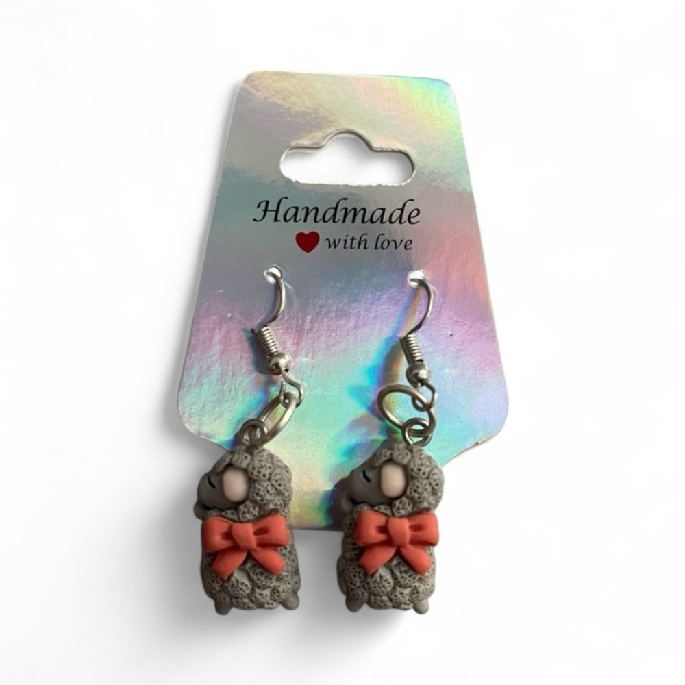 Handmade Women’s Earrings with Red Bow